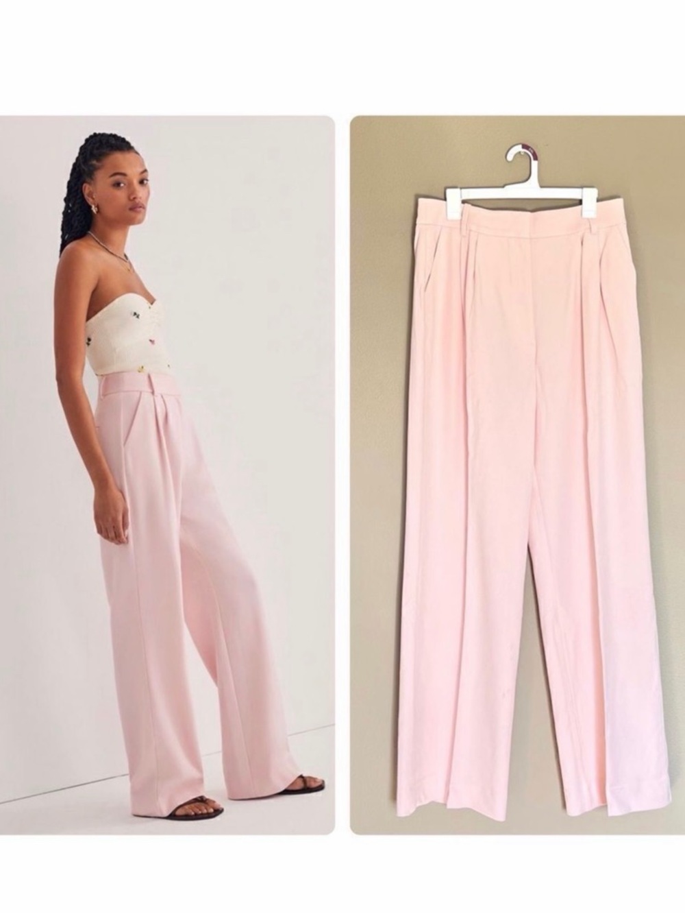 Favorite Daughter High-Waist Wide Leg Pants in Pink Size 12